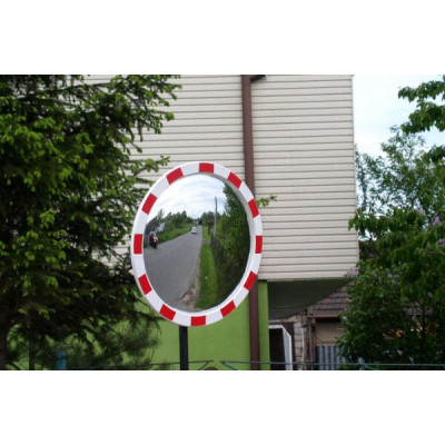 Зеркало дорожное обзорное круглое 45 см красно-белая рамка - онлайн магазин ИНКАП-Паркинг